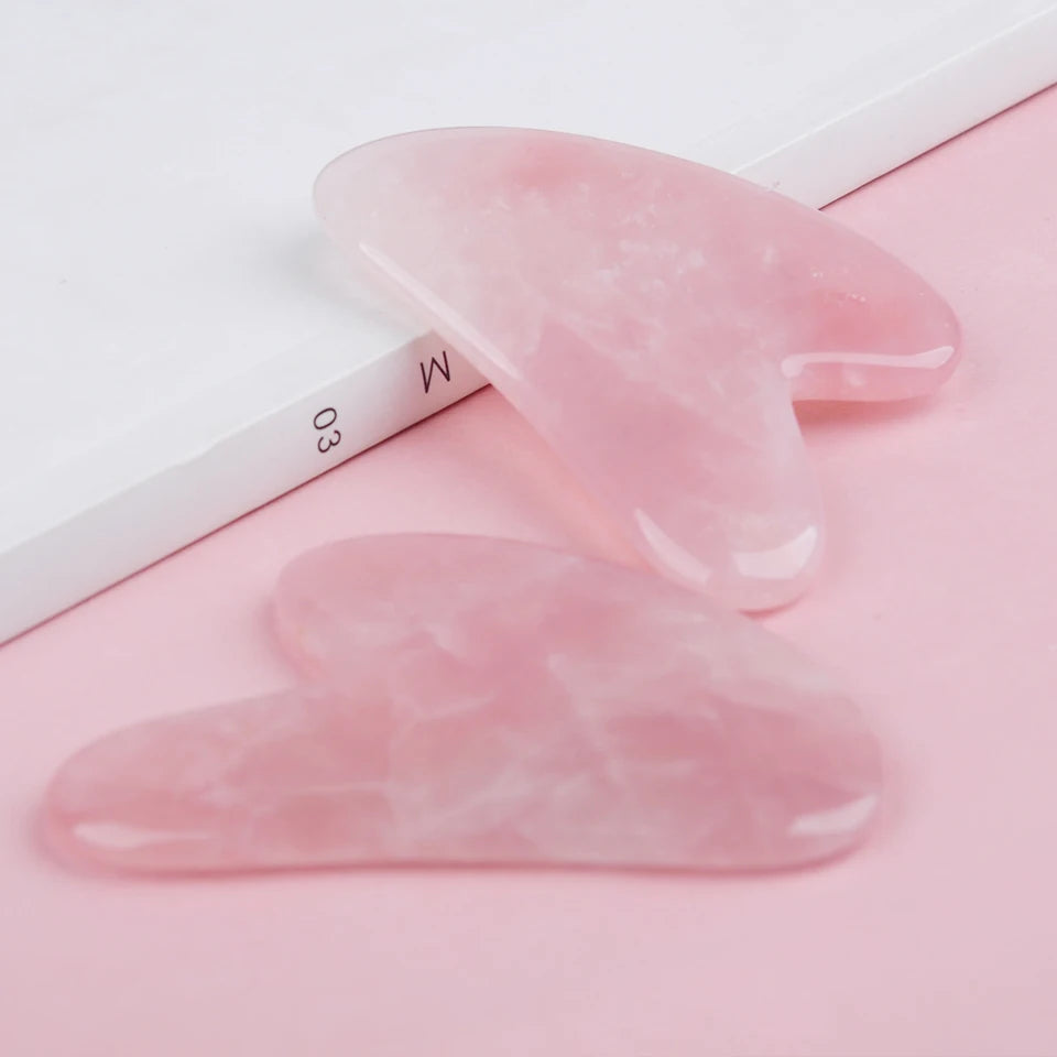 Gua Sha Massage Board for Face Rose Pink Guasha Plate Jade Face