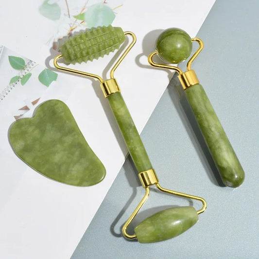 Natural Jade Roller Face Gua Sha Natural Stone Body Neck Massager