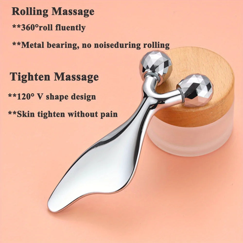 2 IN 1 3D Facial Massager & Gua Sha Massage Tool Cold Roller For Face