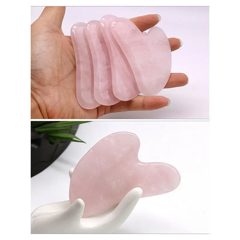 Gua Sha Massage Board for Face Rose Pink Guasha Plate Jade Face
