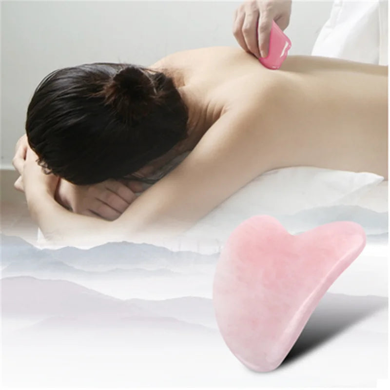 Gua Sha Massage Board for Face Rose Pink Guasha Plate Jade Face